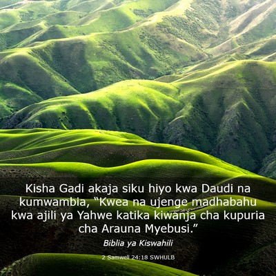 Picture 03 - 2 Samweli 24:18 SWHULB - Kisha Gadi akaja siku hiyo kwa Daudi na - Bible Verse Picture