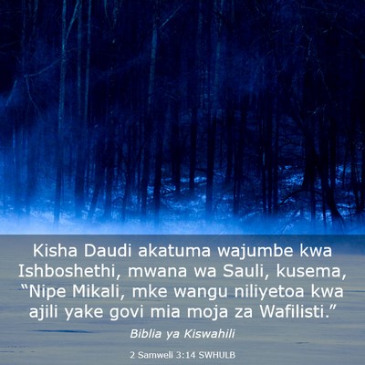 Picture 03 - 2 Samweli 3:14 SWHULB - Kisha Daudi akatuma wajumbe kwa Ishboshethi, - Bible Verse Picture