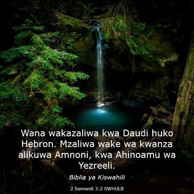 Picture 03 - 2 Samweli 3:2 SWHULB - Wana wakazaliwa kwa Daudi huko Hebron. Mzaliwa - Bible Verse Picture