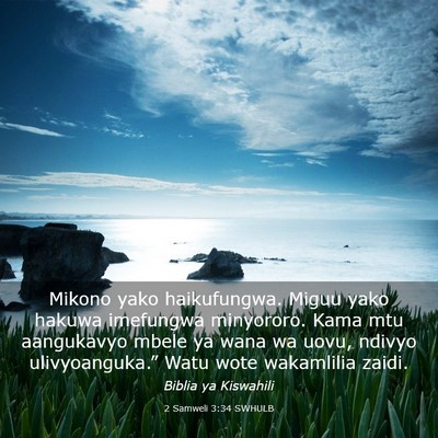 Picture 03 - 2 Samweli 3:34 SWHULB - Mikono yako haikufungwa. Miguu yako hakuwa - Bible Verse Picture