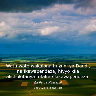 Picture 03 - 2 Samweli 3:36 SWHULB - Watu wote wakaiona huzuni ya Daudi, na - Bible Verse Picture