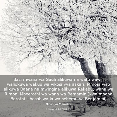Picture 03 - 2 Samweli 4:2 SWHULB - Basi mwana wa Sauli alikuwa na watu wawili - Bible Verse Picture