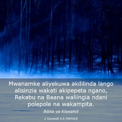Picture 03 - 2 Samweli 4:6 SWHULB - Mwanamke aliyekuwa akililinda lango alisinzia - Bible Verse Picture