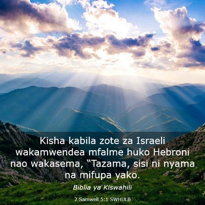 Picture 03 - 2 Samweli 5:1 SWHULB - Kisha kabila zote za Israeli wakamwendea mfalme - Bible Verse Picture