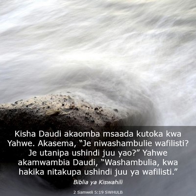 Picture 03 - 2 Samweli 5:19 SWHULB - Kisha Daudi akaomba msaada kutoka kwa Yahwe. - Bible Verse Picture