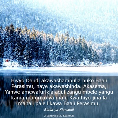 Picture 03 - 2 Samweli 5:20 SWHULB - Hivyo Daudi akawashambulia huko Baali Perasimu, - Bible Verse Picture