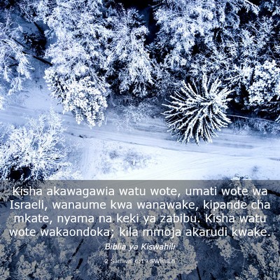 Picture 03 - 2 Samweli 6:19 SWHULB - Kisha akawagawia watu wote, umati wote wa - Bible Verse Picture