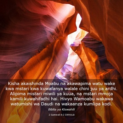 Picture 03 - 2 Samweli 8:2 SWHULB - Kisha akaishinda Moabu na akawapima watu wake kwa - Bible Verse Picture