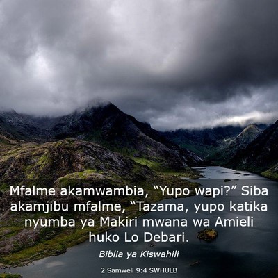 Picture 03 - 2 Samweli 9:4 SWHULB - Mfalme akamwambia, “Yupo wapi?” Siba akamjibu - Bible Verse Picture
