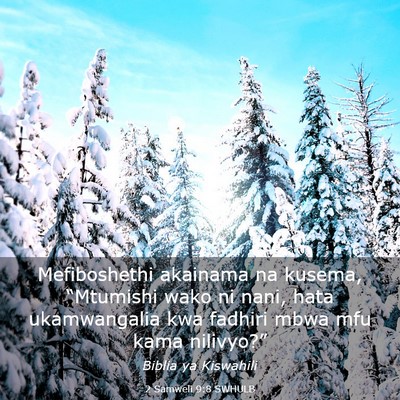 Picture 03 - 2 Samweli 9:8 SWHULB - Mefiboshethi akainama na kusema, “Mtumishi wako - Bible Verse Picture