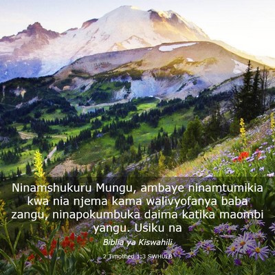 Picture 03 - 2 Timotheo 1:3 SWHULB - Ninamshukuru Mungu, ambaye ninamtumikia kwa nia - Bible Verse Picture