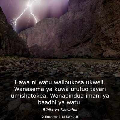 Picture 03 - 2 Timotheo 2:18 SWHULB - Hawa ni watu walioukosa ukweli. Wanasema ya kuwa - Bible Verse Picture