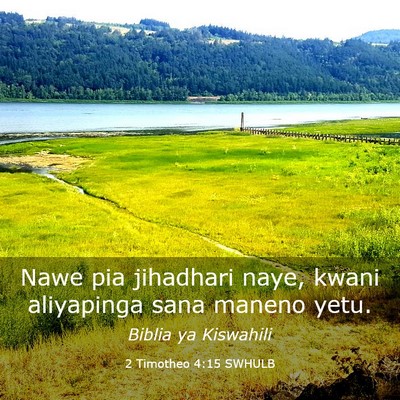 Picture 03 - 2 Timotheo 4:15 SWHULB - Nawe pia jihadhari naye, kwani aliyapinga sana - Bible Verse Picture