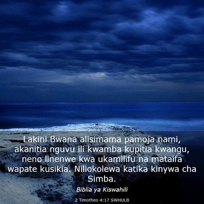Picture 03 - 2 Timotheo 4:17 SWHULB - Lakini Bwana alisimama pamoja nami, akanitia - Bible Verse Picture