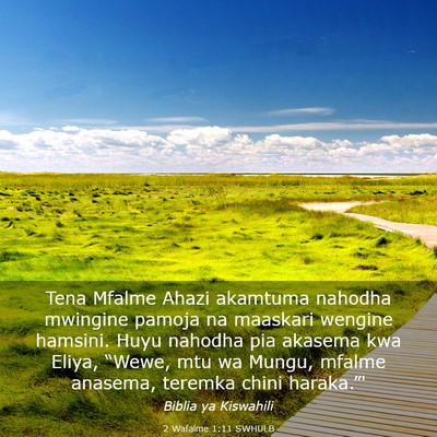 Picture 03 - 2 Wafalme 1:11 SWHULB - Tena Mfalme Ahazi akamtuma nahodha mwingine - Bible Verse Picture