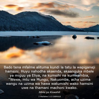 Picture 03 - 2 Wafalme 1:13 SWHULB - Bado tena mfalme alituma kundi la tatu la - Bible Verse Picture