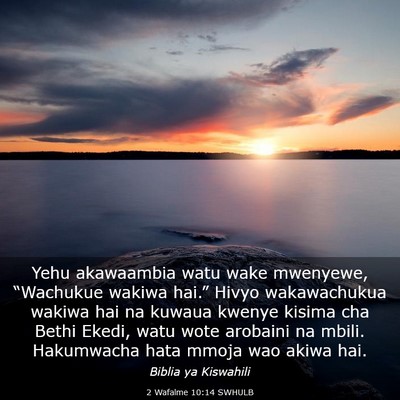 Picture 03 - 2 Wafalme 10:14 SWHULB - Yehu akawaambia watu wake mwenyewe, “Wachukue - Bible Verse Picture