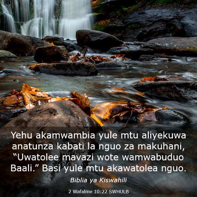 Picture 03 - 2 Wafalme 10:22 SWHULB - Yehu akamwambia yule mtu aliyekuwa anatunza - Bible Verse Picture