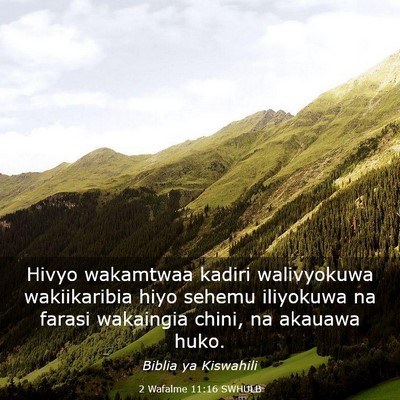 Picture 03 - 2 Wafalme 11:16 SWHULB - Hivyo wakamtwaa kadiri walivyokuwa wakiikaribia - Bible Verse Picture