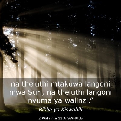 Picture 03 - 2 Wafalme 11:6 SWHULB - na theluthi mtakuwa langoni mwa Suri, na theluthi - Bible Verse Picture