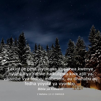 Picture 03 - 2 Wafalme 12:13 SWHULB - Lakini ile pesa iliyokuwa imeletwa kwenye nyumba - Bible Verse Picture