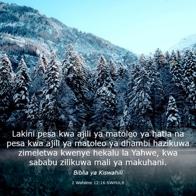 Picture 03 - 2 Wafalme 12:16 SWHULB - Lakini pesa kwa ajili ya matoleo ya hatia na pesa - Bible Verse Picture