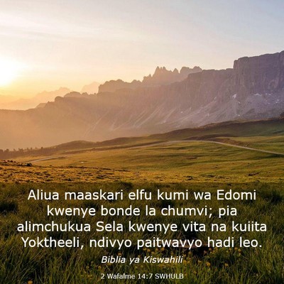 Picture 03 - 2 Wafalme 14:7 SWHULB - Aliua maaskari elfu kumi wa Edomi kwenye bonde la - Bible Verse Picture