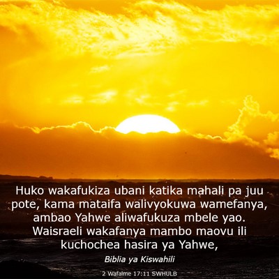 Picture 03 - 2 Wafalme 17:11 SWHULB - Huko wakafukiza ubani katika mahali pa juu pote, - Bible Verse Picture