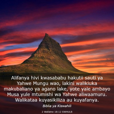 Picture 03 - 2 Wafalme 18:12 SWHULB - Alifanya hivi kwasababu hakutii sauti ya Yahwe - Bible Verse Picture