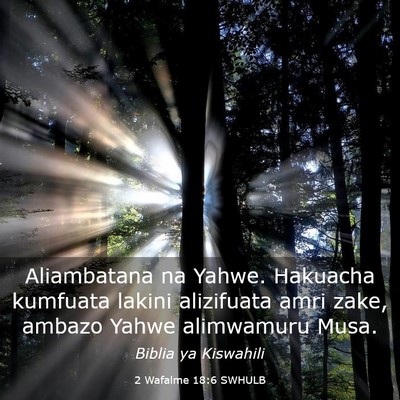 Picture 03 - 2 Wafalme 18:6 SWHULB - Aliambatana na Yahwe. Hakuacha kumfuata lakini - Bible Verse Picture