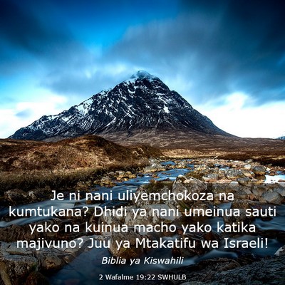 Picture 03 - 2 Wafalme 19:22 SWHULB - Je ni nani uliyemchokoza na kumtukana? Dhidi ya - Bible Verse Picture
