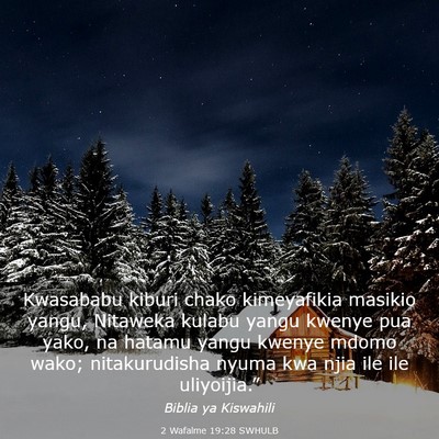 Picture 03 - 2 Wafalme 19:28 SWHULB - Kwasababu kiburi chako kimeyafikia masikio yangu, - Bible Verse Picture