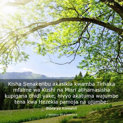 Picture 03 - 2 Wafalme 19:9 SWHULB - Kisha Senakeribu akasikia kwamba Tirhaka mfalme - Bible Verse Picture