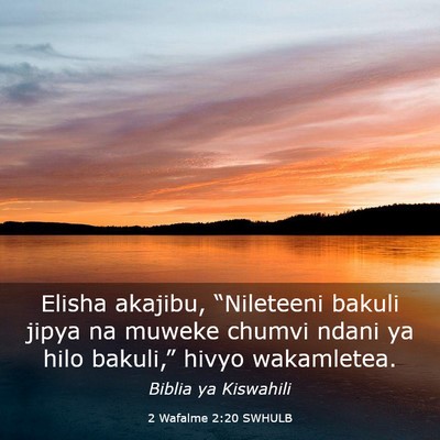 Picture 03 - 2 Wafalme 2:20 SWHULB - Elisha akajibu, “Nileteeni bakuli jipya na - Bible Verse Picture