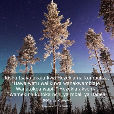 Picture 03 - 2 Wafalme 20:14 SWHULB - Kisha Isaya akaja kwa Hezekia na kumuuliza, - Bible Verse Picture