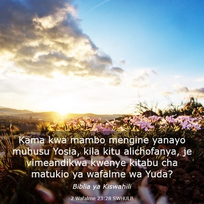 Picture 03 - 2 Wafalme 23:28 SWHULB - Kama kwa mambo mengine yanayo muhusu Yosia, kila - Bible Verse Picture