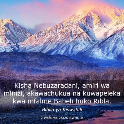 Picture 03 - 2 Wafalme 25:20 SWHULB - Kisha Nebuzaradani, amiri wa mlinzi, akawachukua - Bible Verse Picture