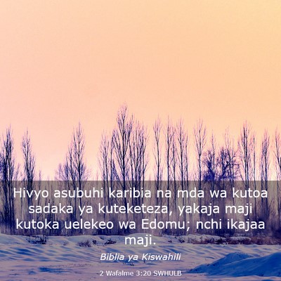 Picture 03 - 2 Wafalme 3:20 SWHULB - Hivyo asubuhi karibia na mda wa kutoa sadaka ya - Bible Verse Picture