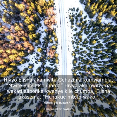 Picture 03 - 2 Wafalme 4:36 SWHULB - Hivyo Elisha akamwita Gehazi na kumwambia, - Bible Verse Picture