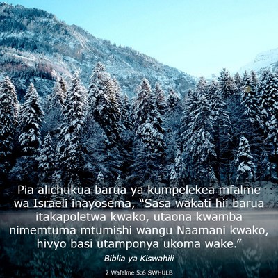 Picture 03 - 2 Wafalme 5:6 SWHULB - Pia alichukua barua ya kumpelekea mfalme wa - Bible Verse Picture