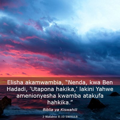 Picture 03 - 2 Wafalme 8:10 SWHULB - Elisha akamwambia, “Nenda, kwa Ben Hadadi, - Bible Verse Picture
