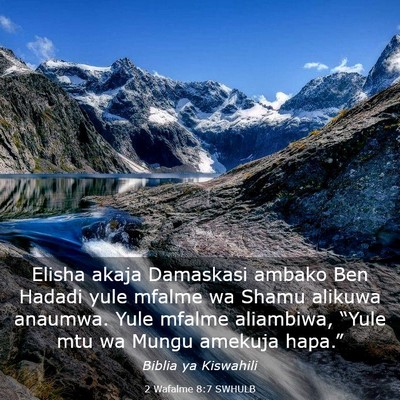 Picture 03 - 2 Wafalme 8:7 SWHULB - Elisha akaja Damaskasi ambako Ben Hadadi yule - Bible Verse Picture