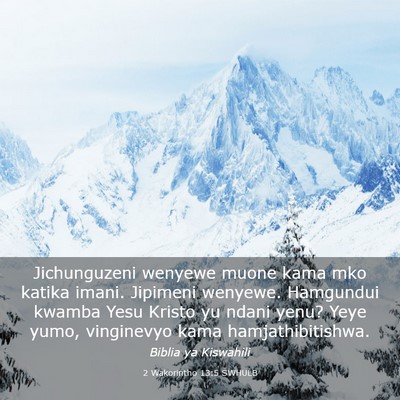 Picture 03 - 2 Wakorintho 13:5 SWHULB - Jichunguzeni wenyewe muone kama mko katika imani. - Bible Verse Picture