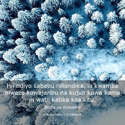 Picture 03 - 2 Wakorintho 2:9 SWHULB - Hii ndiyo sababu niliandika, ili kwamba niweze - Bible Verse Picture