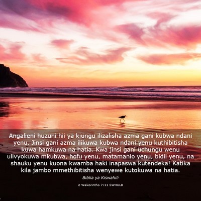 Picture 03 - 2 Wakorintho 7:11 SWHULB - Angalieni huzuni hii ya kiungu ilizalisha azma - Bible Verse Picture