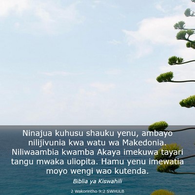 Picture 03 - 2 Wakorintho 9:2 SWHULB - Ninajua kuhusu shauku yenu, ambayo nilijivunia - Bible Verse Picture