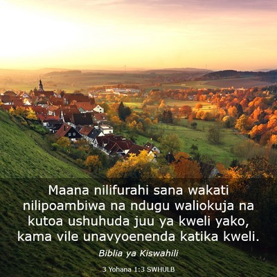 Picture 03 - 3 Yohana 1:3 SWHULB - Maana nilifurahi sana wakati nilipoambiwa na - Bible Verse Picture