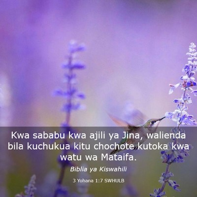Picture 03 - 3 Yohana 1:7 SWHULB - Kwa sababu kwa ajili ya Jina, walienda bila - Bible Verse Picture