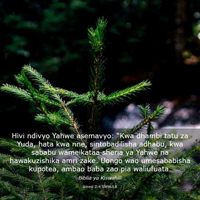 Picture 03 - Amosi 2:4 SWHULB - Hivi ndivyo Yahwe asemavyo: “Kwa dhambi tatu za - Bible Verse Picture
