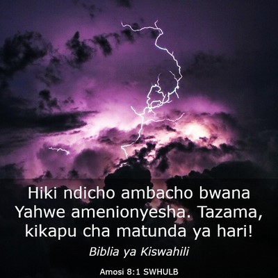 Picture 03 - Amosi 8:1 SWHULB - Hiki ndicho ambacho bwana Yahwe amenionyesha. - Bible Verse Picture